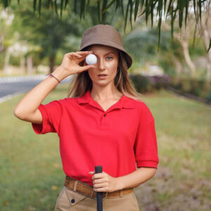 Printed polo shirt by MMP Sport in red